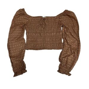 American Eagle Long-Sleeve Cropped Ruched Blouse